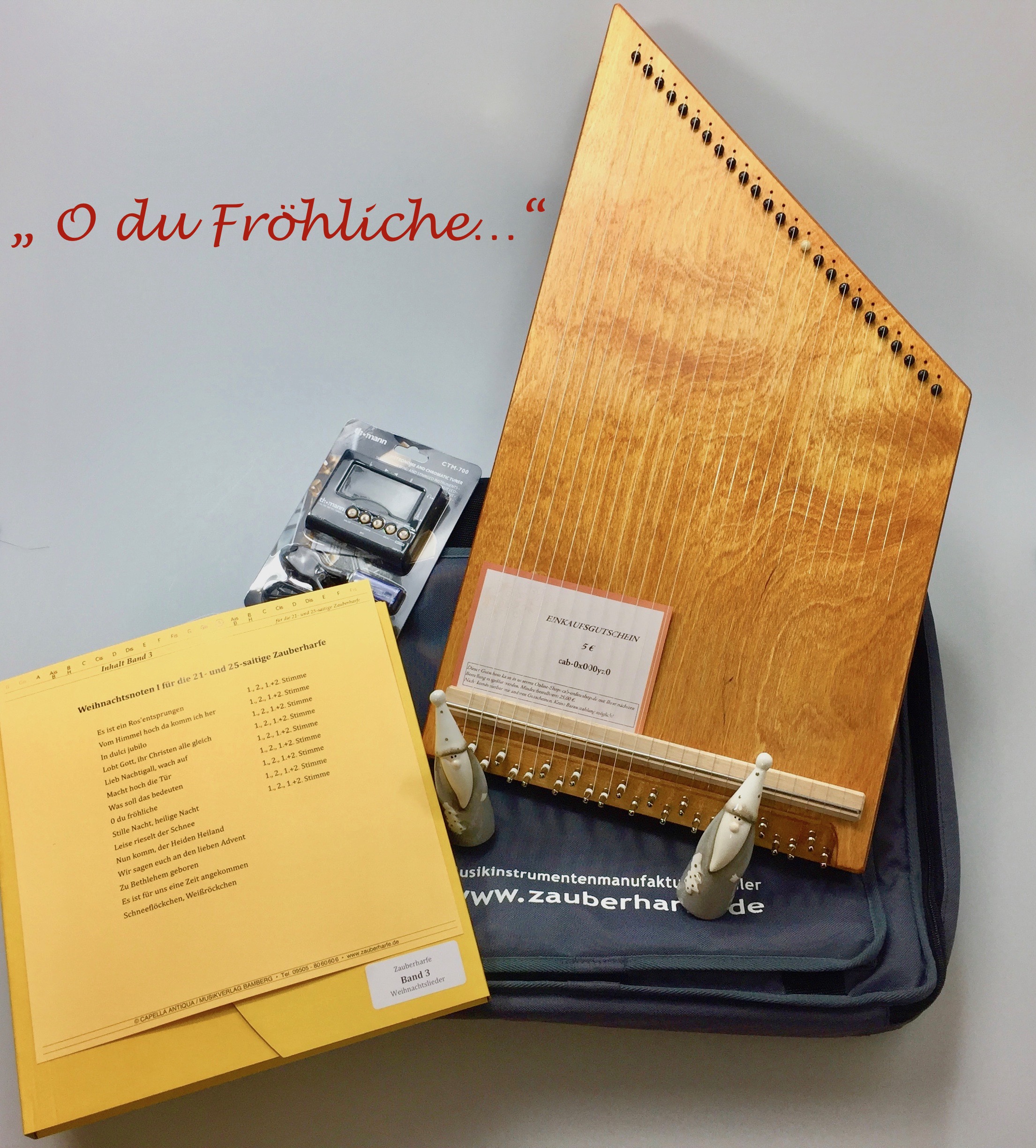 Weihnachts-Set: 25-saitige Zauberharfe Meisterklasse in Bernstein inkl. 5 Euro Gutschein